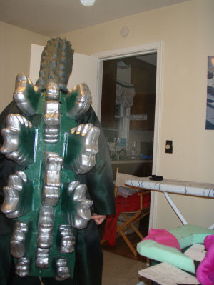 Bodysuit viewed from the back with spines on
